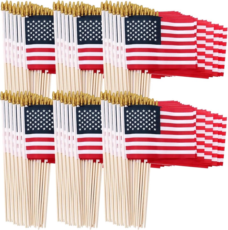 Uelfbaby 500 Pack Small American Flags on Stick, 4x6 Inch Small US Flags/Mini American Flag Hand Held Stick Flags with Kid-Safe Spear Top, Independence Day, Memorial Day Decorations - Image 1